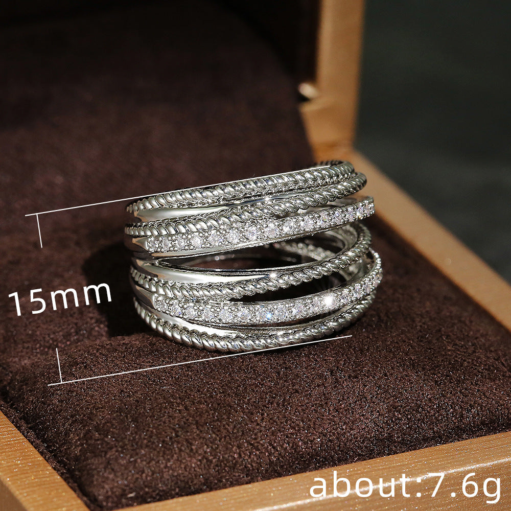 Creative Cross Zircon Ring