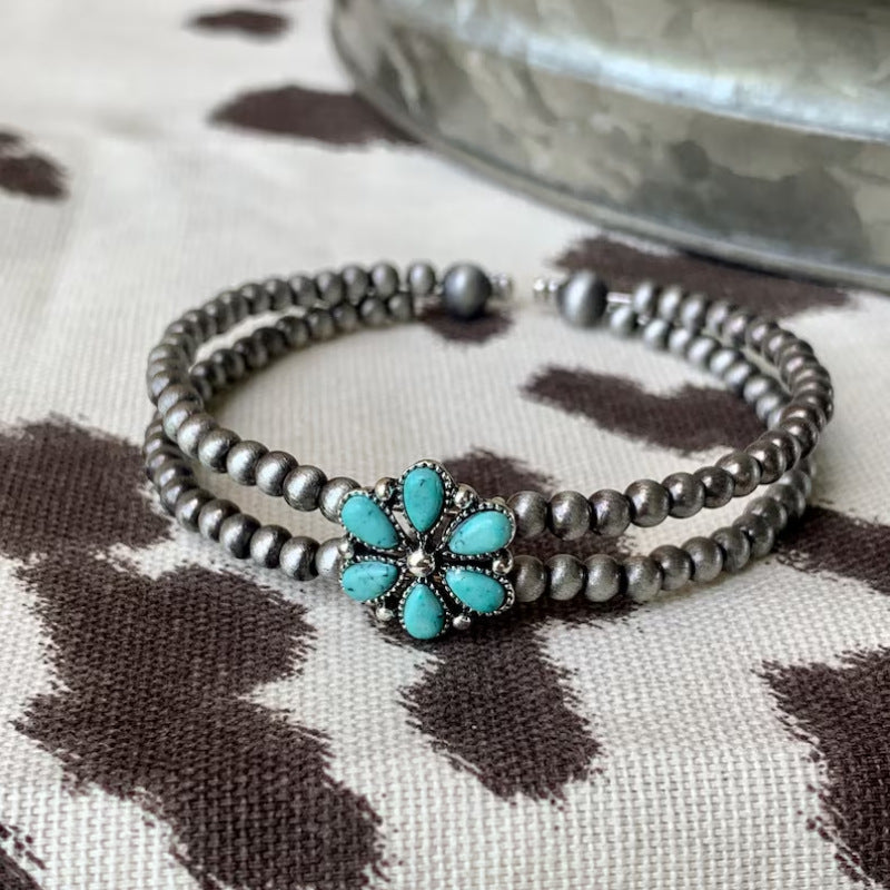 Natural Turquoise Open Bracelet