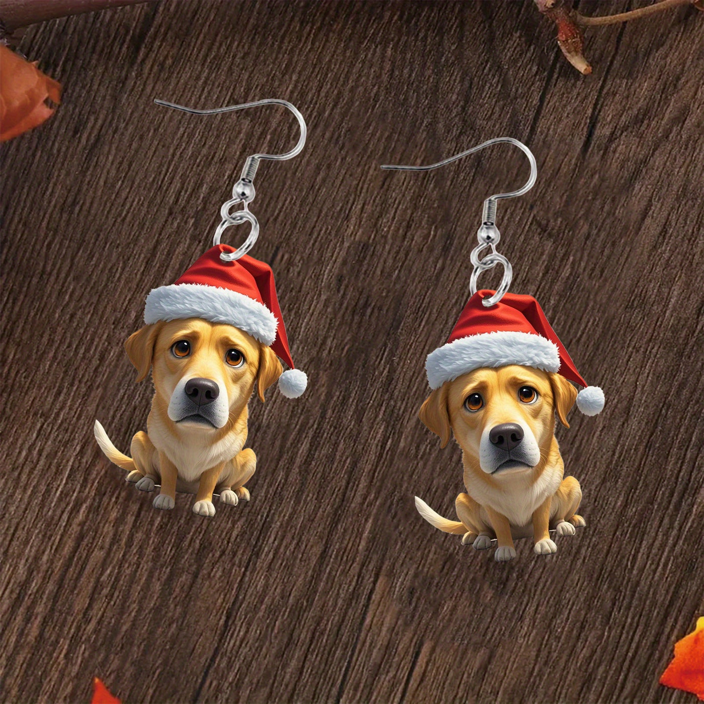 Christmas Cute Mini Red Hat Dog Earrings