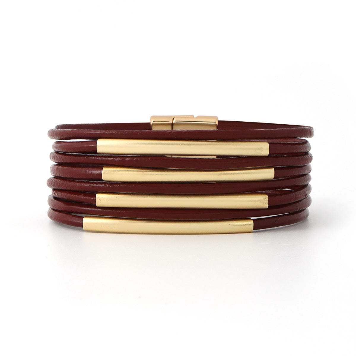 Leather Copper Tube Bracelet