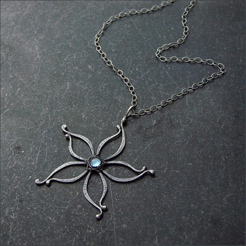 Five pointed Star Moonlight Stone Necklace