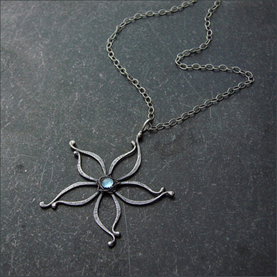 Five pointed Star Moonlight Stone Necklace