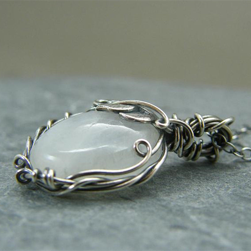 Retro Wrapped Moonstone Necklace
