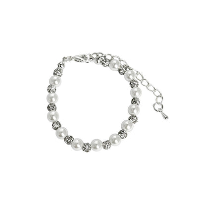 Diamond Studded Round Pearl Bracelet