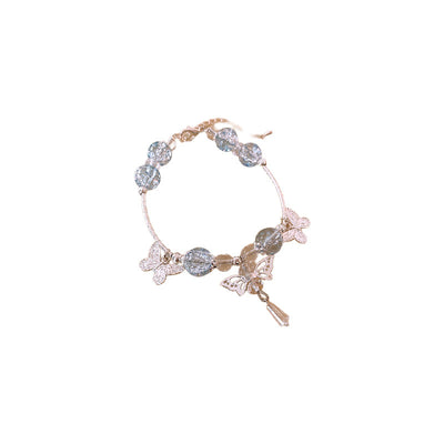 Blue Glass Beaded Butterfly Bracelet