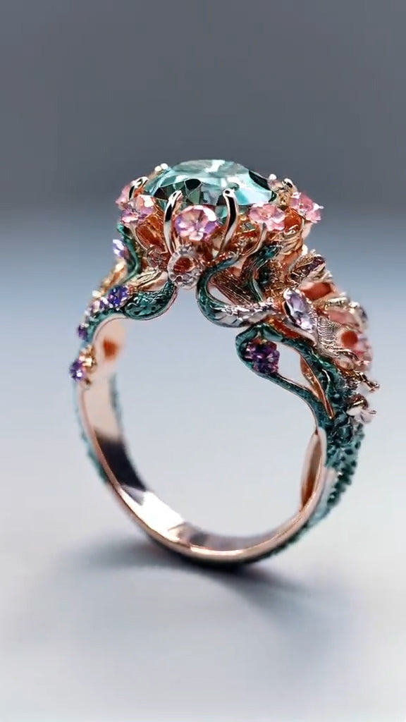 Enchanted Forest - Inspired Gemstone Ring: A Blend of Nature and Elegance