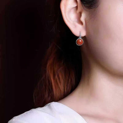 Red Agate Retro Earrings