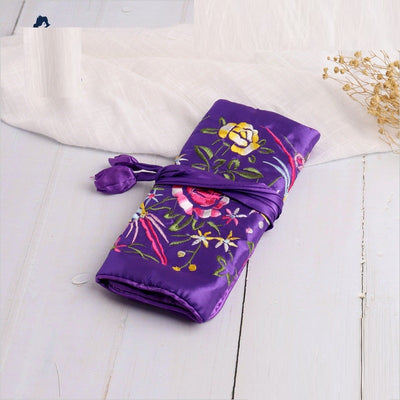 Handmade Embroidered Silk Jewelry Bag