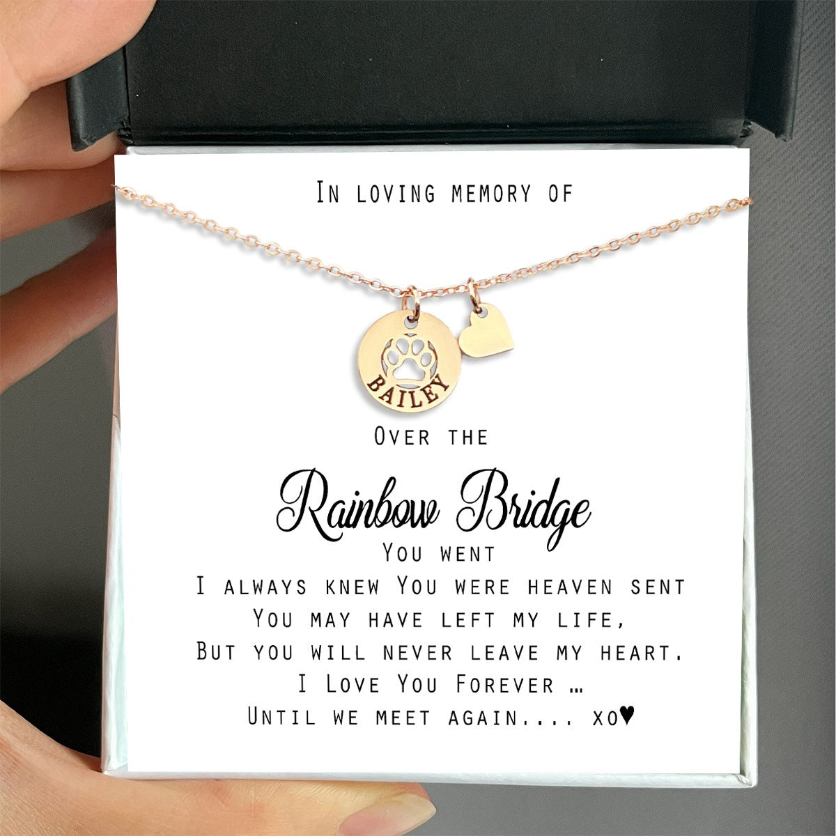Personalized Rainbow Bridge Paw Necklace