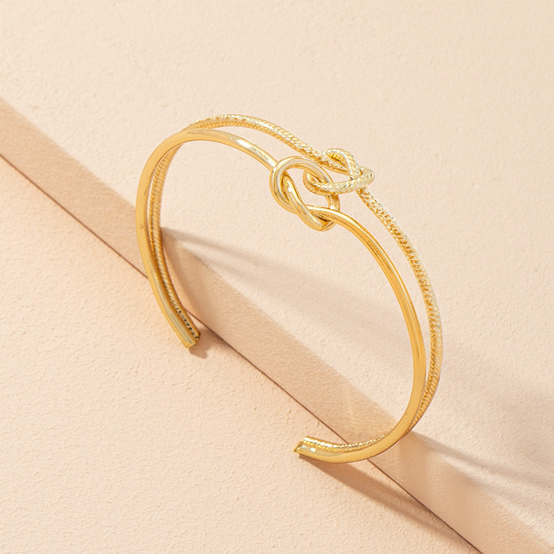 Double Ring Buckle Open Bracelet For Women