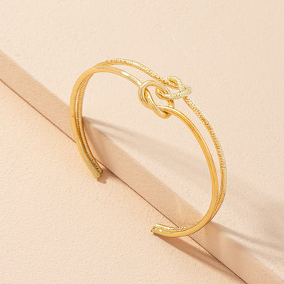 Double Ring Buckle Open Bracelet For Women