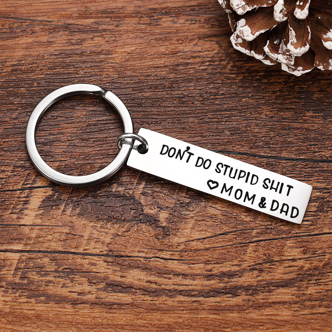 Don't Do Stupid Funny Keychain Gift Box Set for Son and Daughter