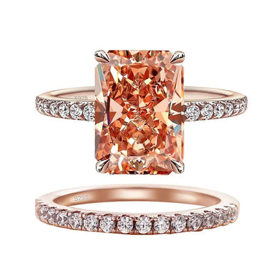 925 Sterling Silver Classic Luxury Rectangle Shiny 5A Transparent Zirconia Ring Ladies Wedding Engagement Jewelry Gift