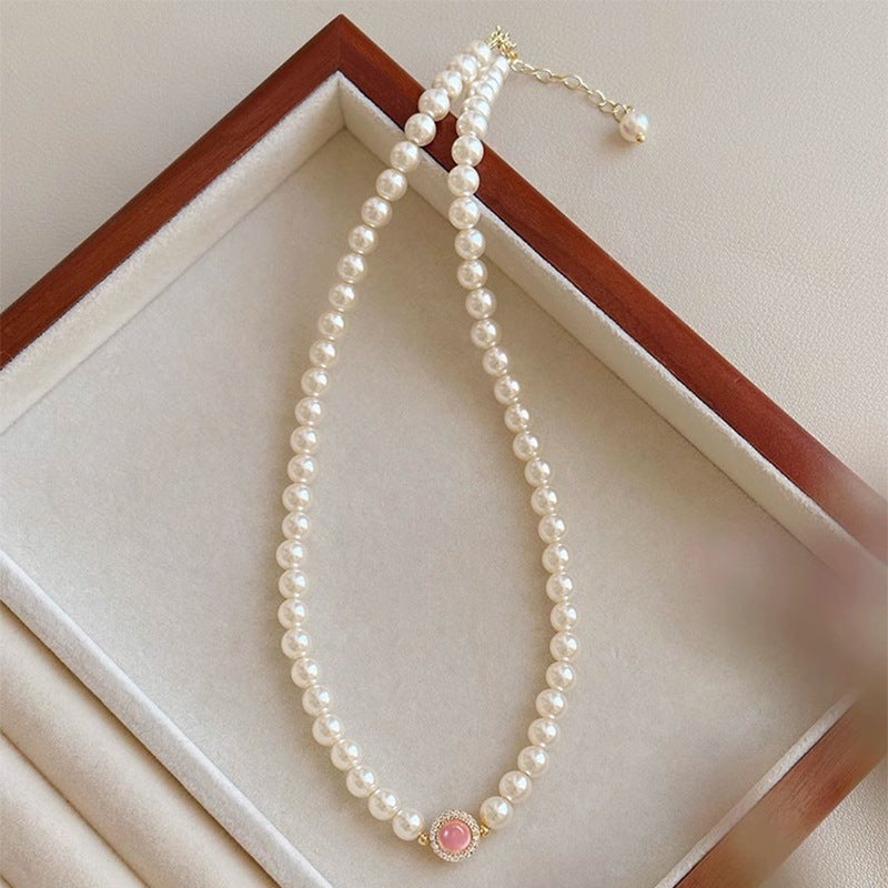 Resin Zircon Pearl Necklace