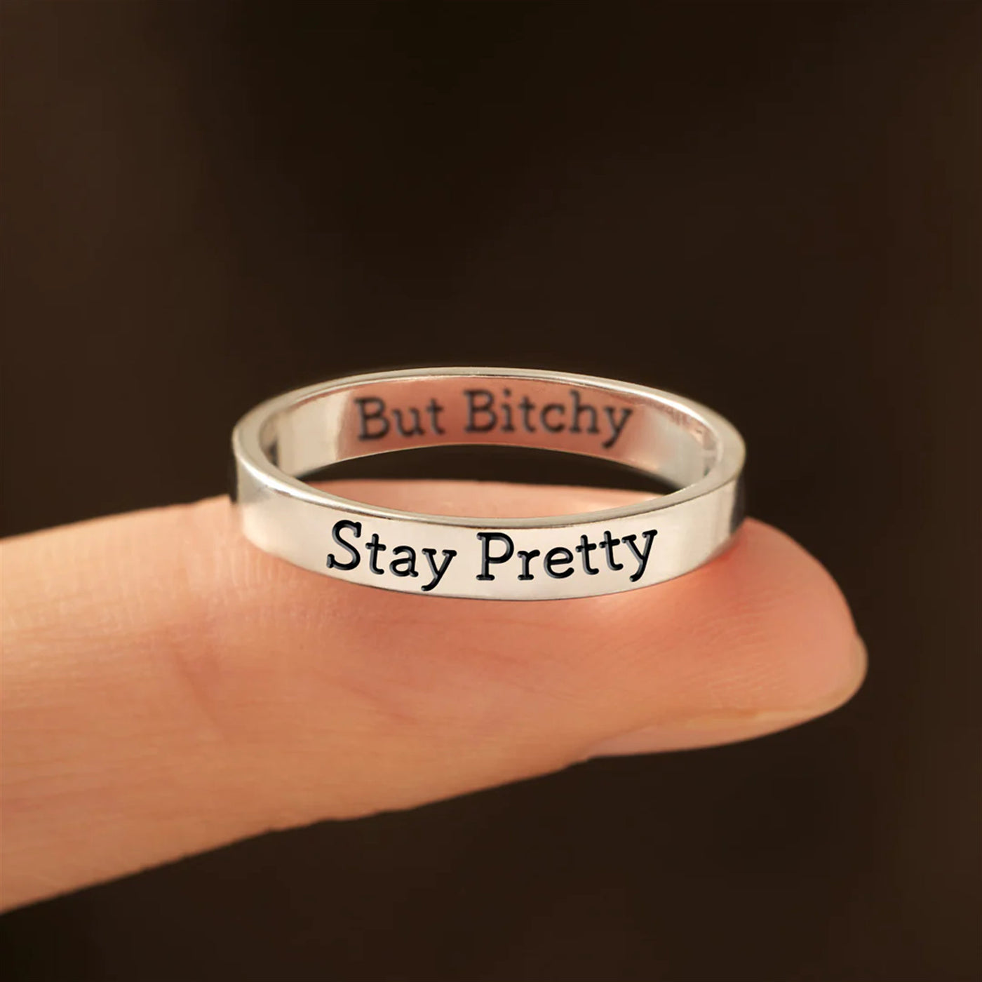 Stay Pretty But Bitchy Mantra Ring