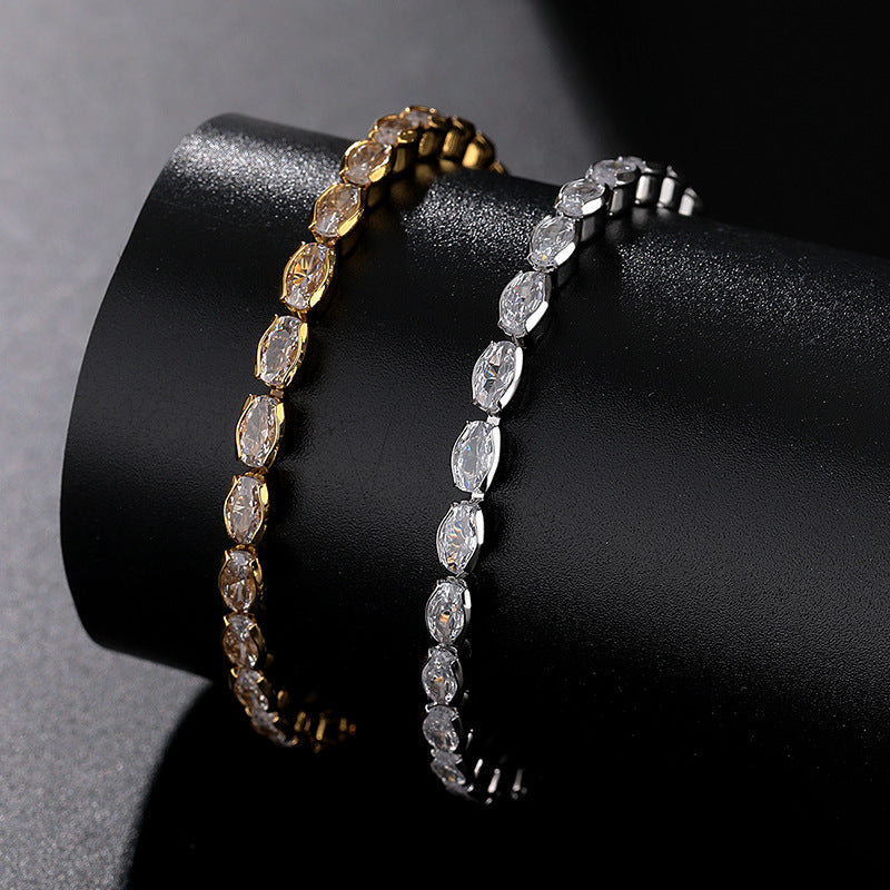 Inlaid Zircon Oval Bracelet