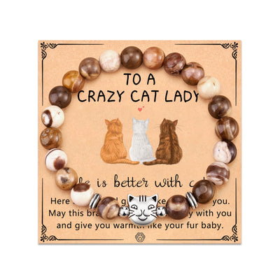 Nature Stone Bracelet Crazy Cat Lady Gifts