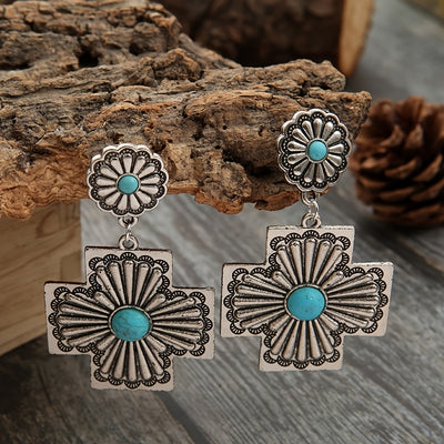Vintage Turquoise Cross Earrings
