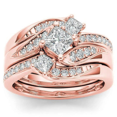 Tri Color Wave Diamond Ring