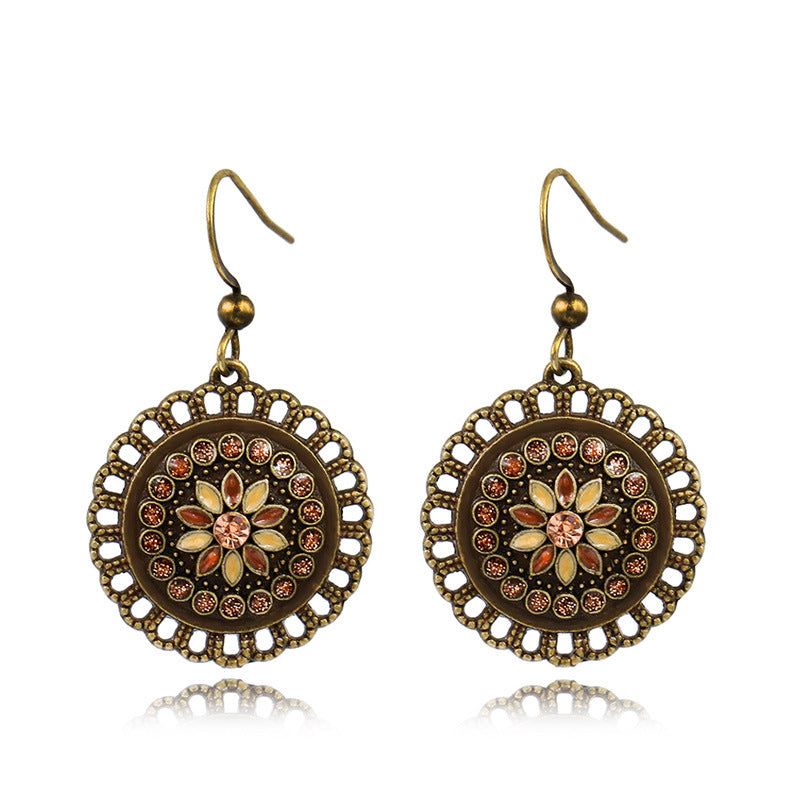 Hollow Flower Round Earrings