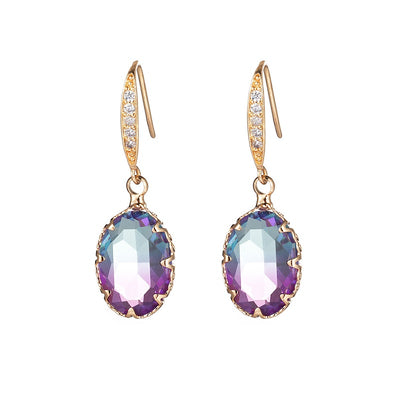 Elliptical gemstone earrings