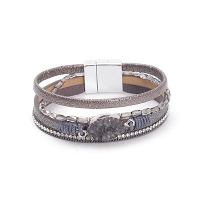 Crystal Studded Bead Magnetic  Bracelet