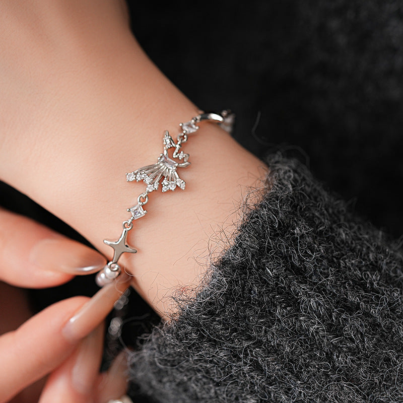 Butterfly Four Star  Pearl Bracelet