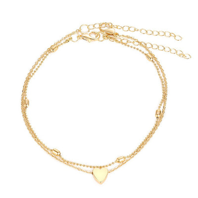 Round  Love Heart Ankle Chain