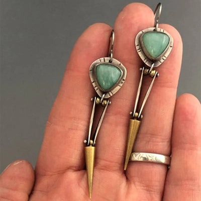 Clychau Boho ethnig o resina glas a chreig.
