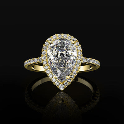 Sparkling Teardrop-Shaped Zircon Wedding Ring