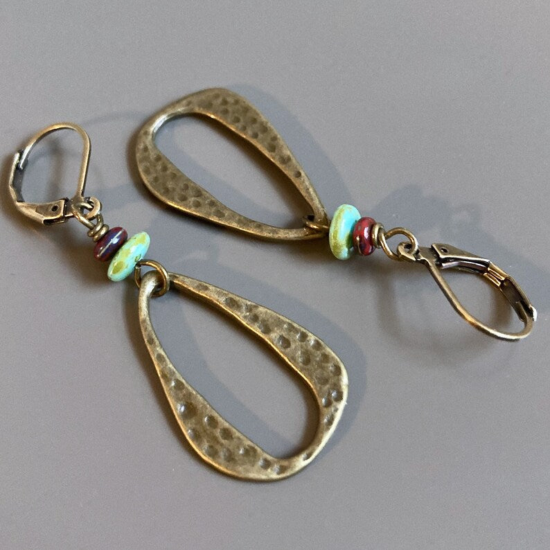 Boho Hoop Earrings -Brass Earrings