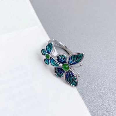 Enamel Craft Double Butterfly Ring