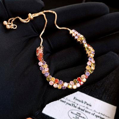 Colorful Cross Twisted Zircon Pullable Bracelet