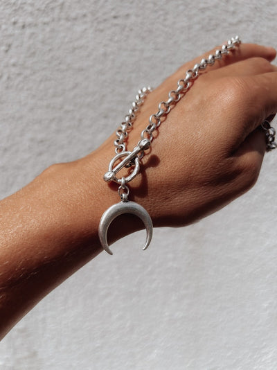 Crescent T Bar Chain Necklace