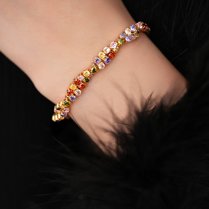 Colorful Cross Twisted Zircon Pullable Bracelet
