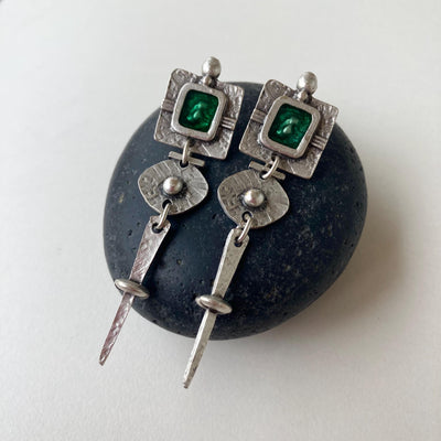 Clocs Boho Cynnar Arian Gwag â Lliw Las Enamel