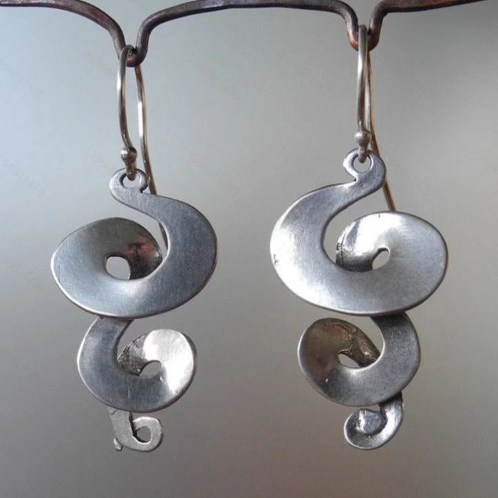 Silver Curled Alloy Earrings