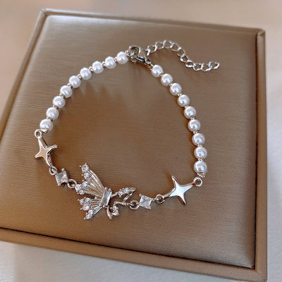 Butterfly Four Star  Pearl Bracelet
