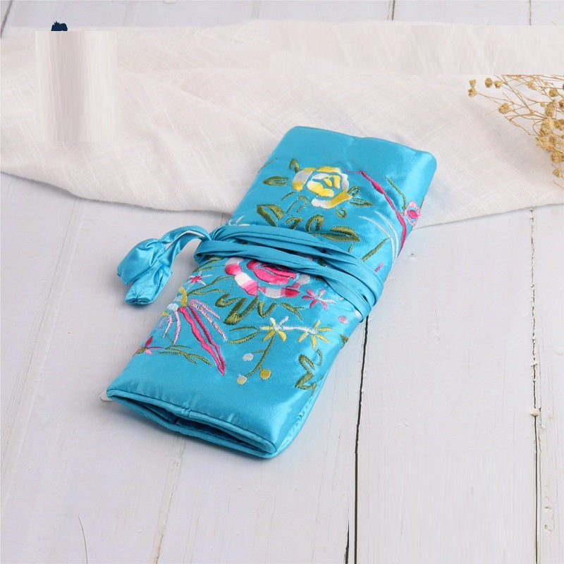 Handmade Embroidered Silk Jewelry Bag