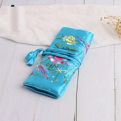 Handmade Embroidered Silk Jewelry Bag