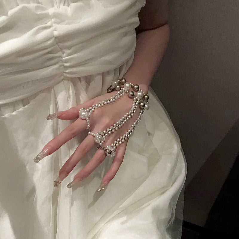 Woven Pearl Bracelet Ring Integrated