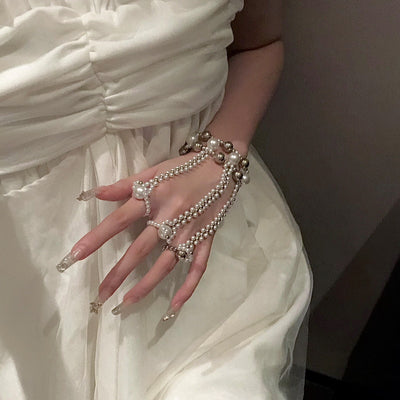 Woven Pearl Bracelet Ring Integrated