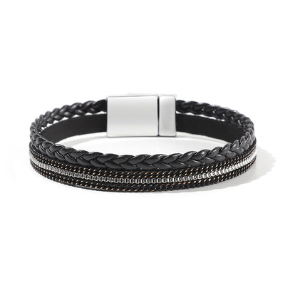 Multi Layer Leather  Magnetic Buckle Bracelet