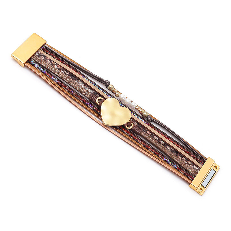 Love Pearl Multi Layer Leather Bracelet