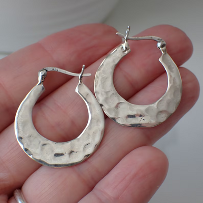 Single Hammered Hoop Earrings