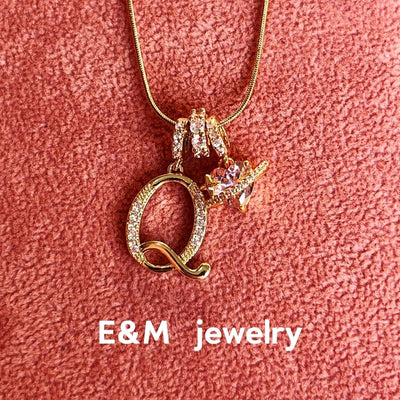 Personalized Custom 18K Gold Plated Alphabet Necklace, Artistic Design Name Necklace, Fashionable Exquisite Gift for Women and Girls