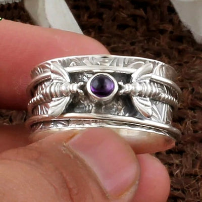 🔥Last Day 49% OFF🎁Bee Purple Gemstone Meditation Ring