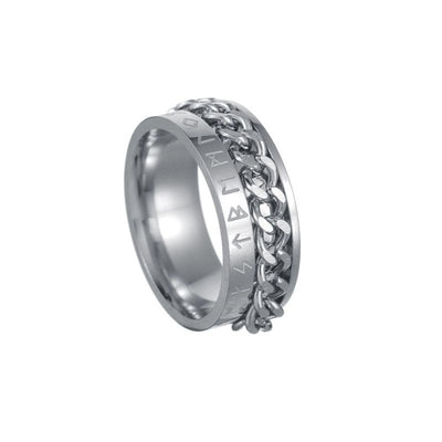 Viking Rune with Cuban Chain Spinner Ring