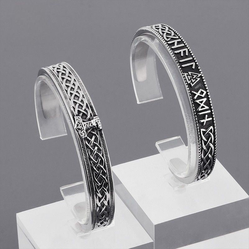 Viking Thor's Hammer Valknut Odin Rune C-shaped Bracelet
