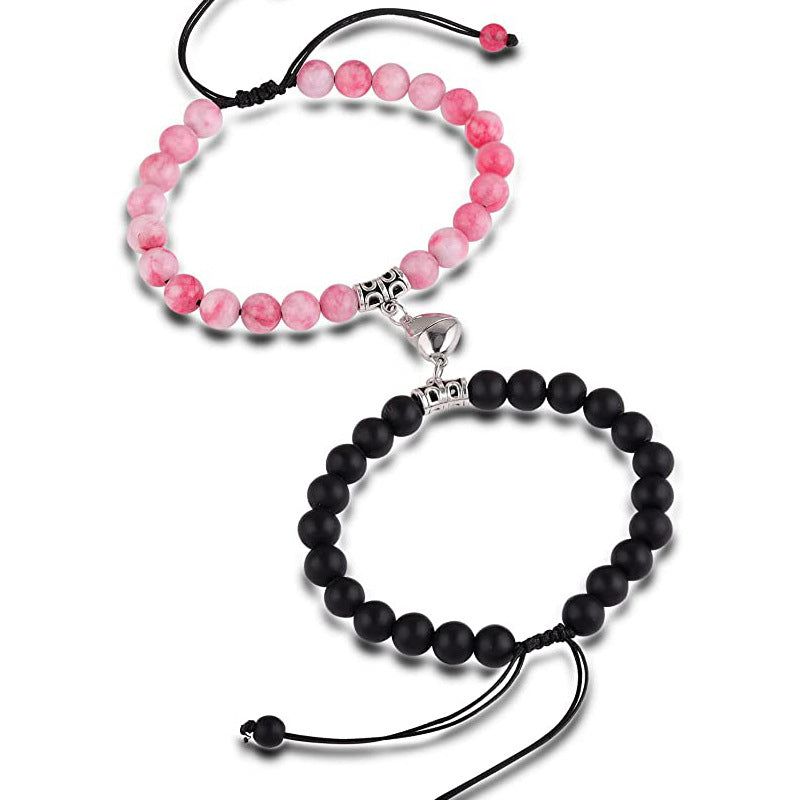 Couple Bracelet Magnetic Distance Couple Bracelet Design Sense Love Magnetic Buckle Couple Bracelet One Pair